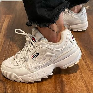 Fila White Disruptor Sneakers - Size 8